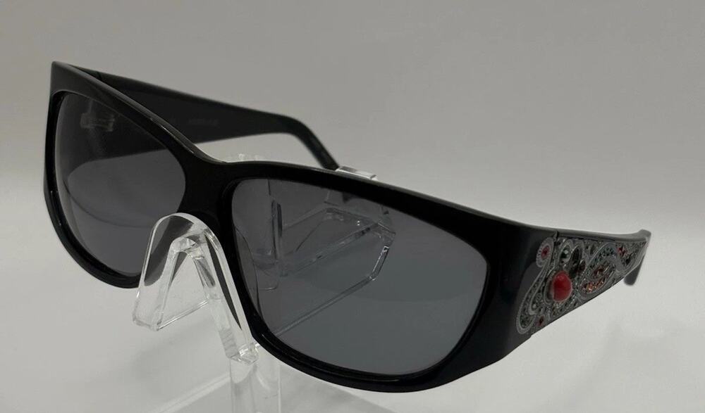 Judith Leiber Sunglasses Black Rhinestone Italy 61-10